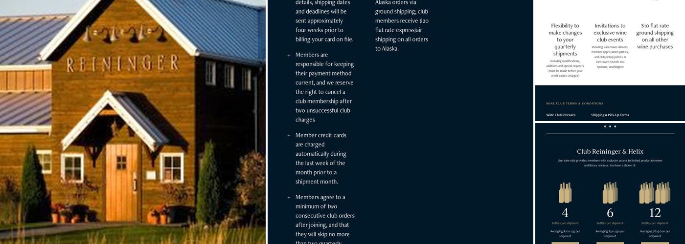 Reininger Winery Menu