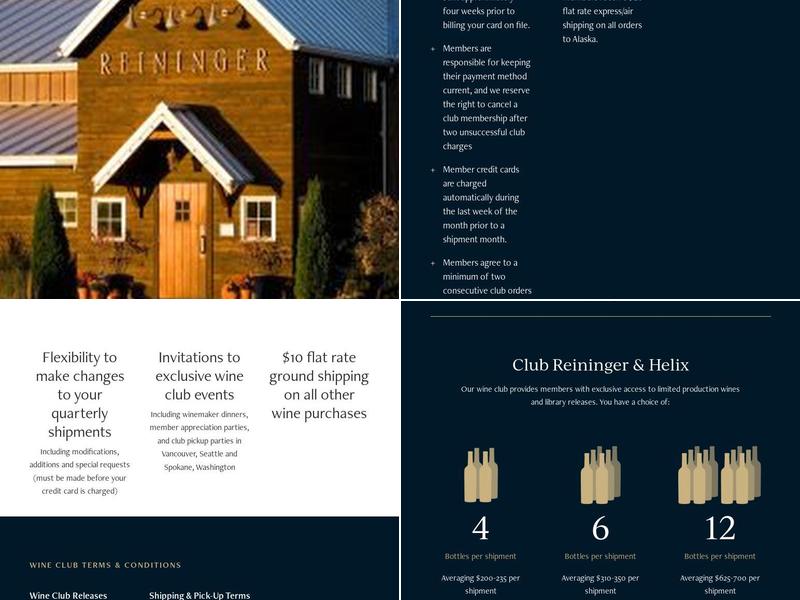 Reininger Winery Menu