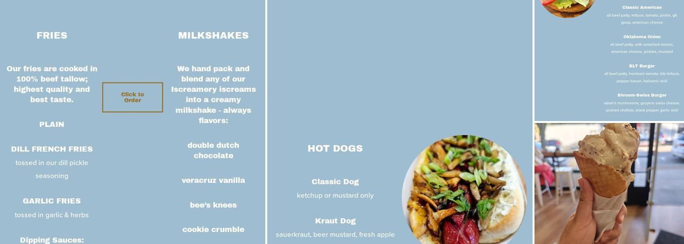 Iscreamery, Gig Harbor Menu