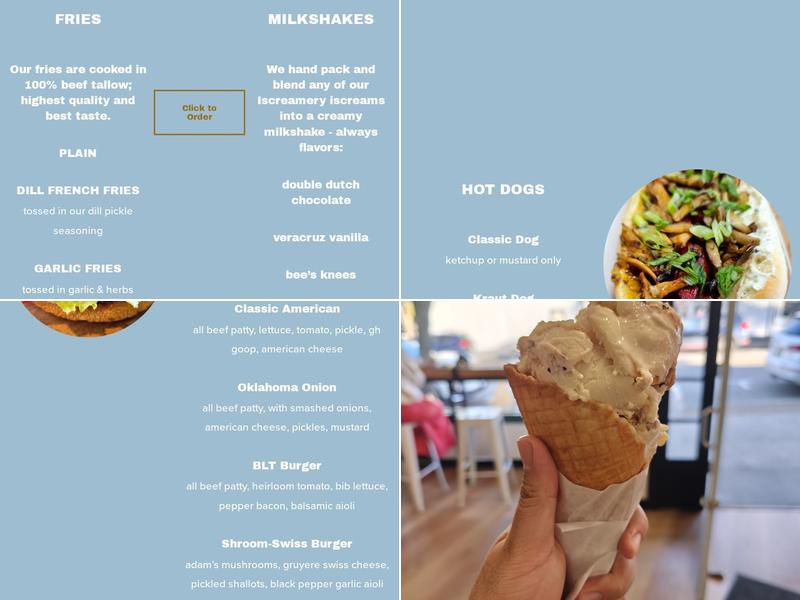 Iscreamery, Gig Harbor Menu