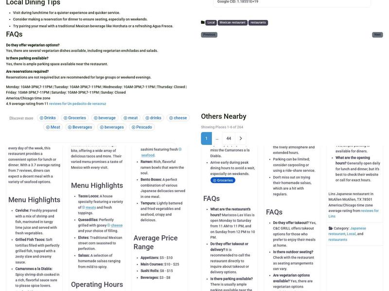 Un pedacito de veracruz Menu