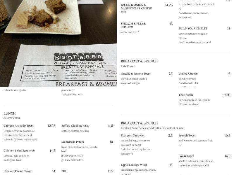 Espresso Menu