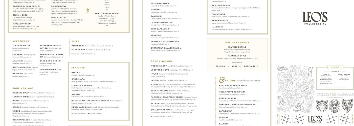 Leo's Italian Social Menu