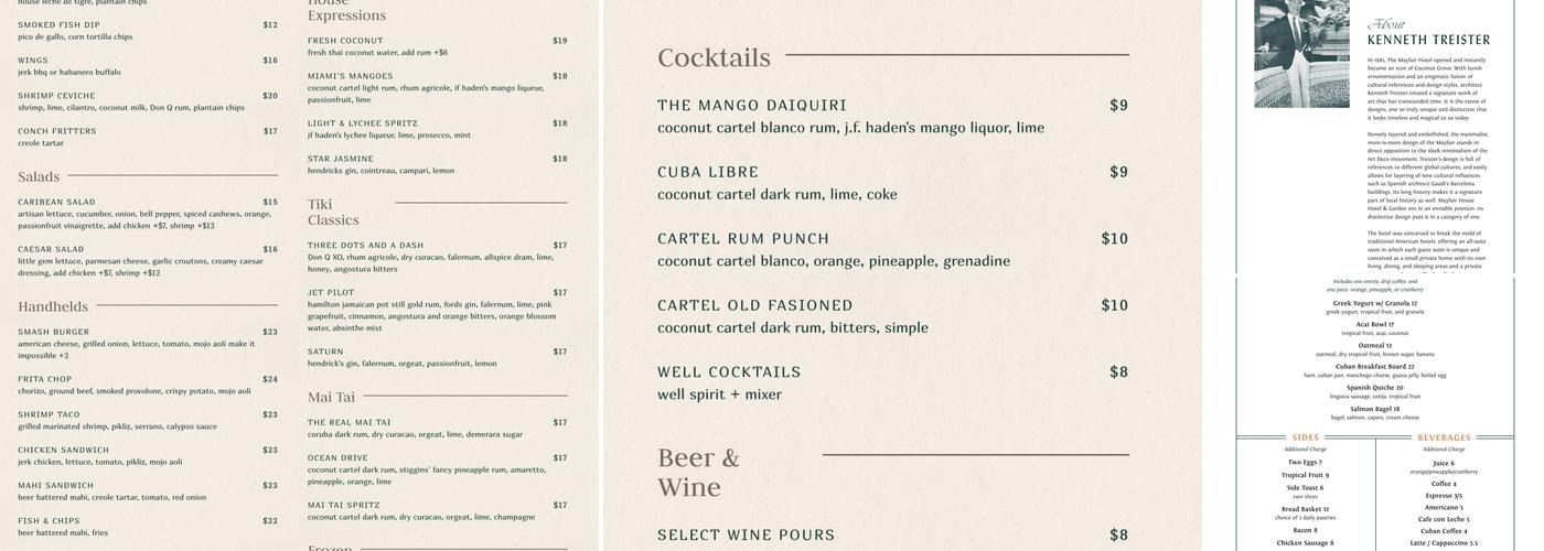 Sipsip Rum Bar Menu