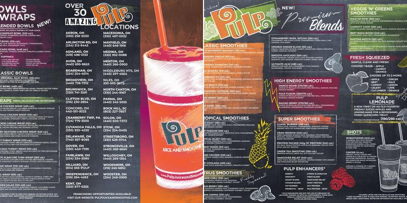 Pulp Juice and Smoothie Bar Menu