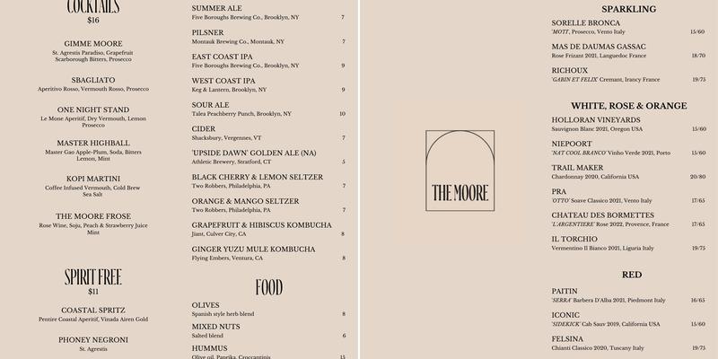 Café Moore Menu