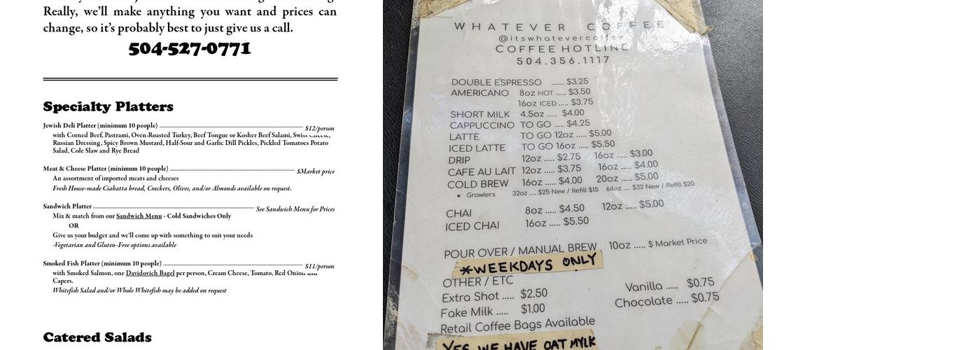 Whatever Coffee Menu