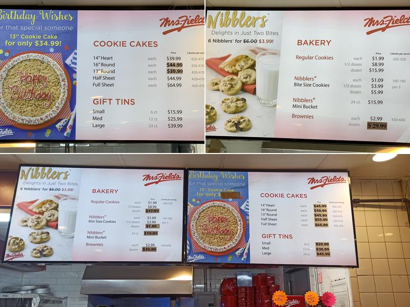 Mrs. Fields Menu
