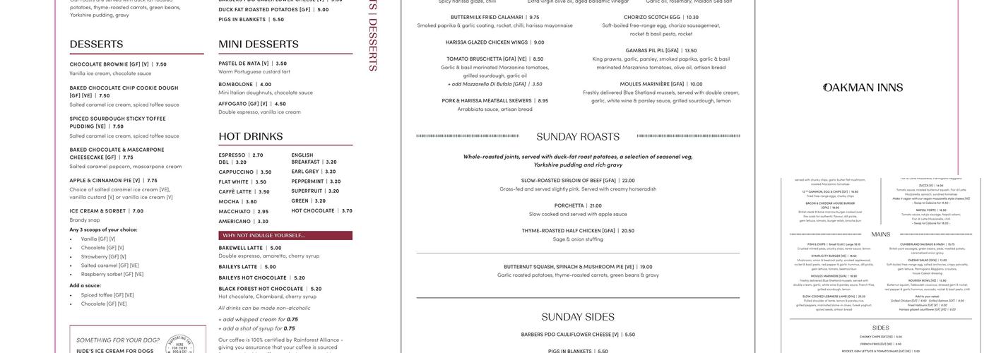 The Blue Boar Menu