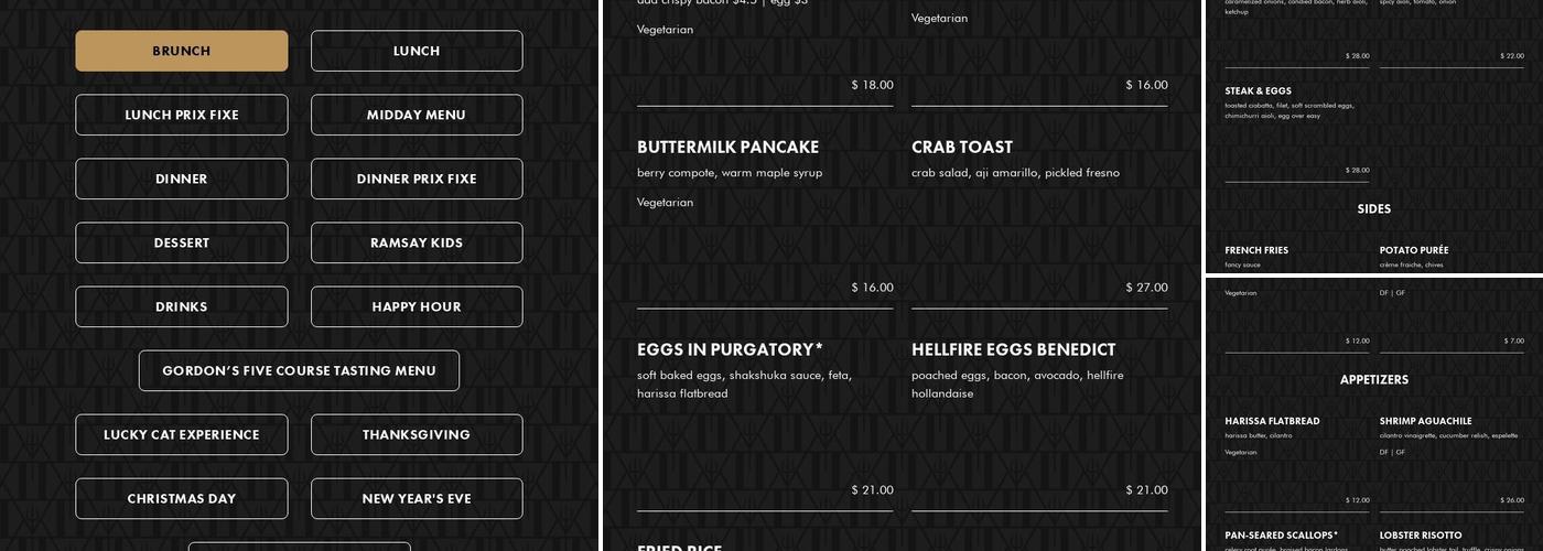 GORDON RAMSAY HELL'S KITCHEN Menu