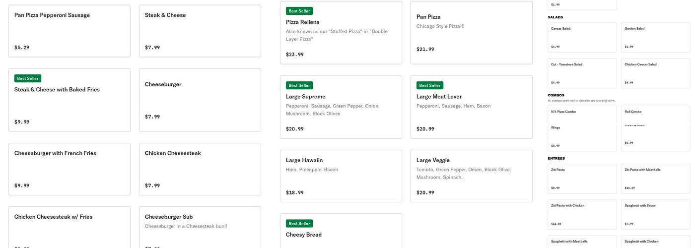 Pizzeria Rosita Menu