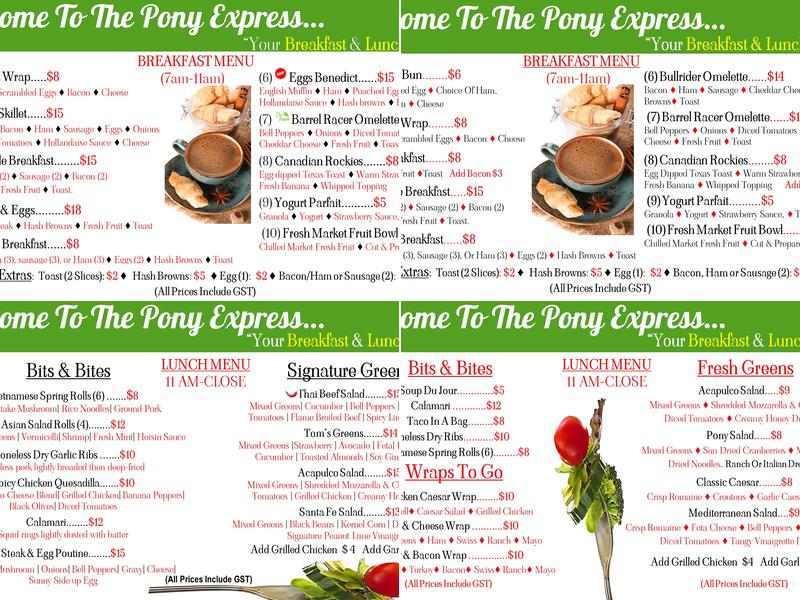 THE PONY EXPRESS Menu