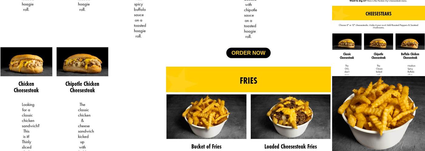 Pardon My Cheesesteak Menu