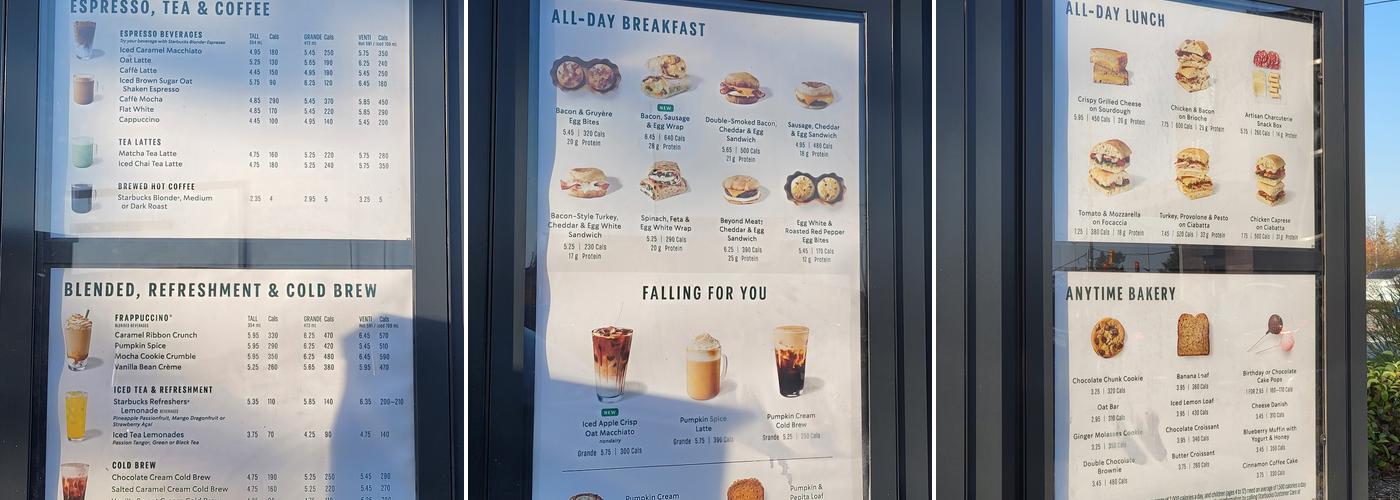 Starbucks Menu