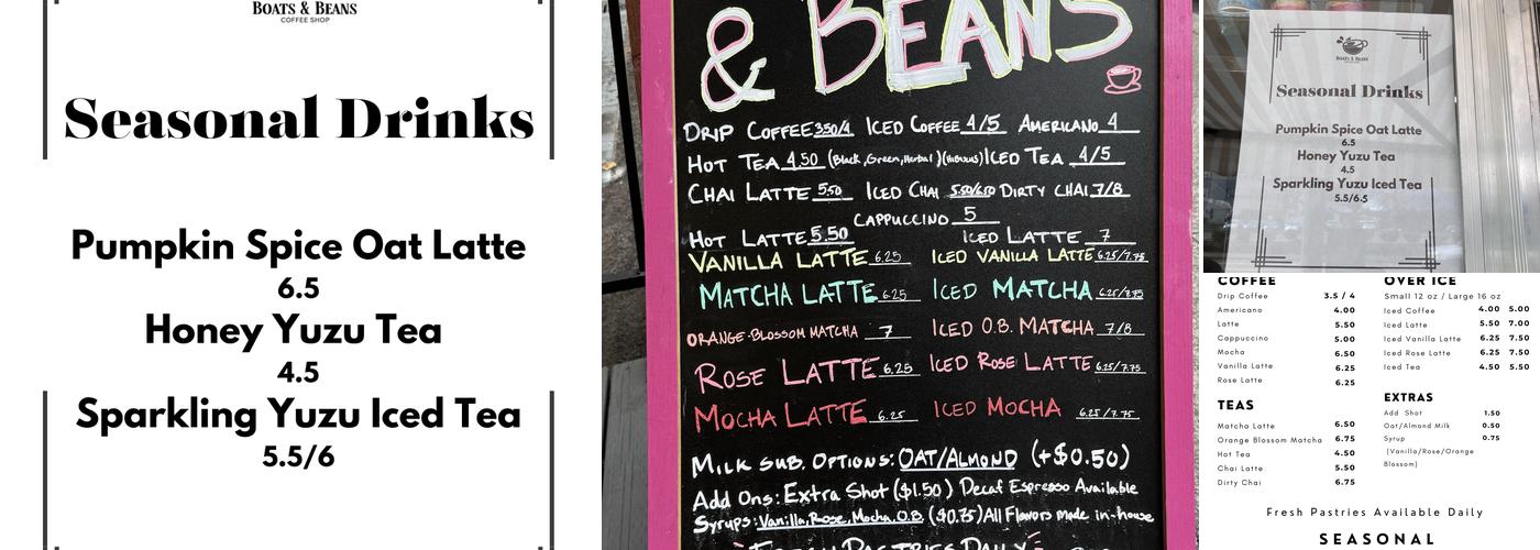 Boats & Beans Menu