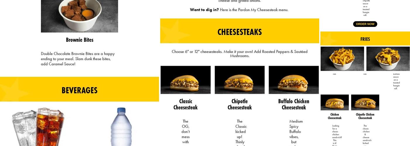 Pardon My Cheesesteak Menu