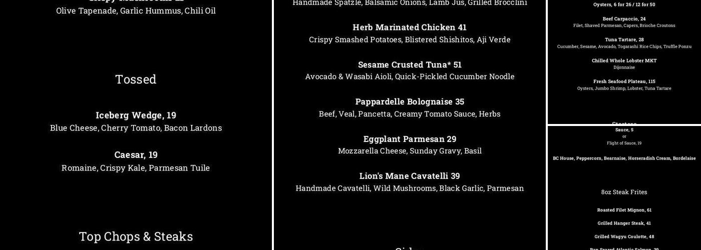 Boston Chops Downtown Menu