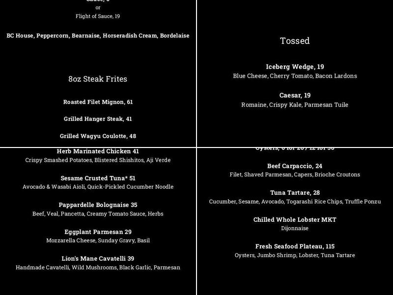 Boston Chops Downtown Menu