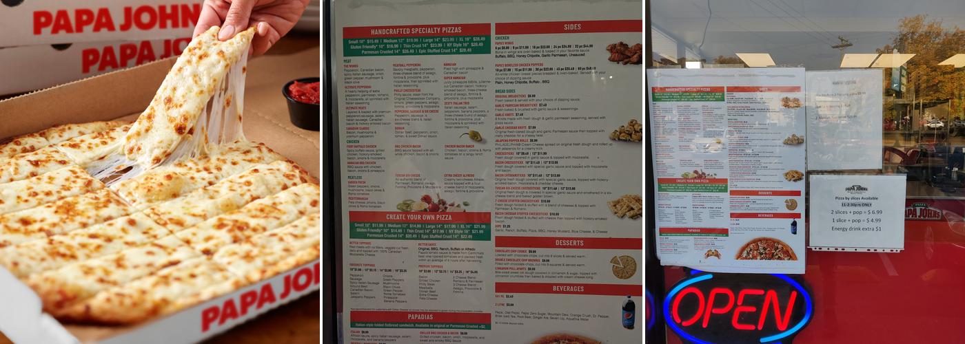 Papa Johns Pizza Menu