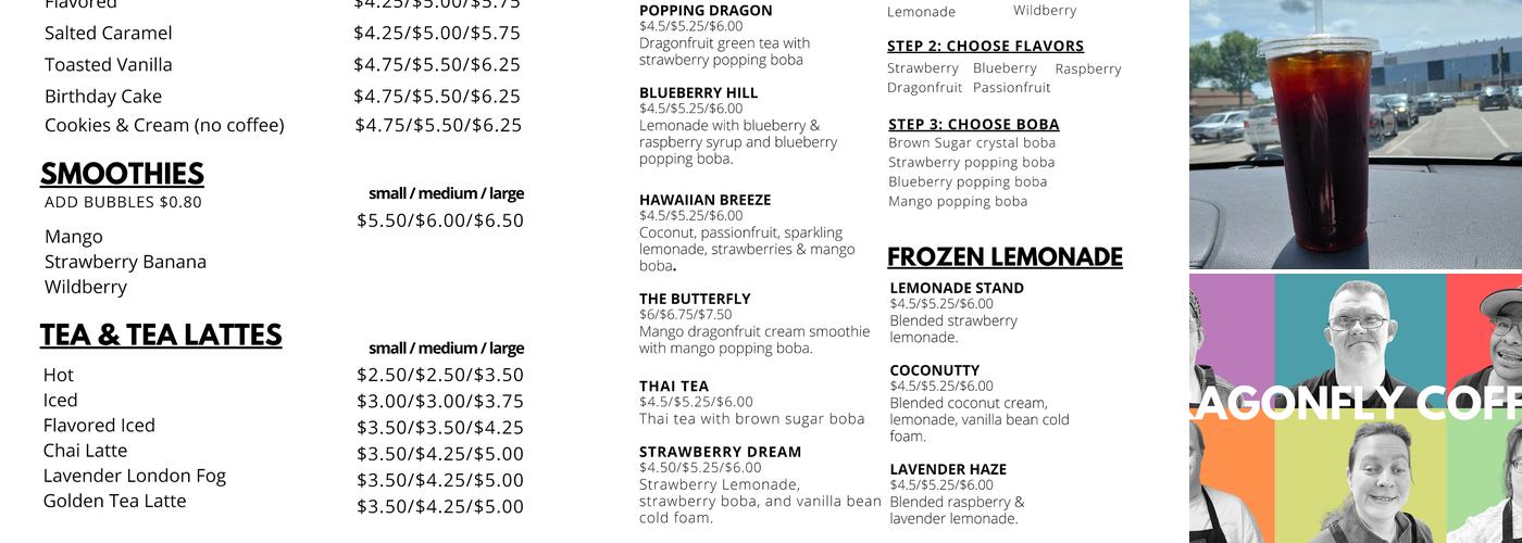 Dragonfly Coffee Menu