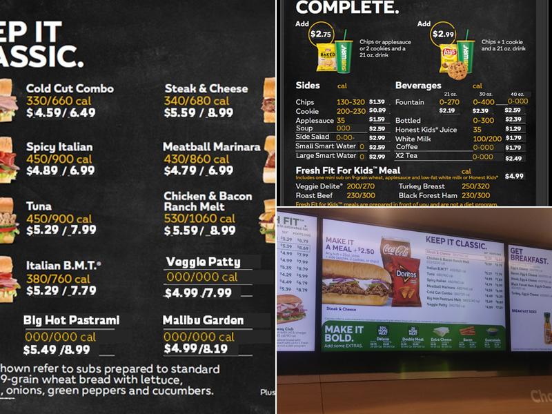 Subway Menu