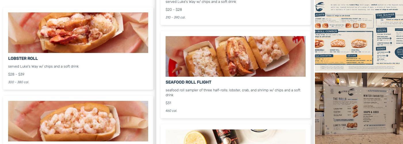 Luke's Lobster Grand Central Menu