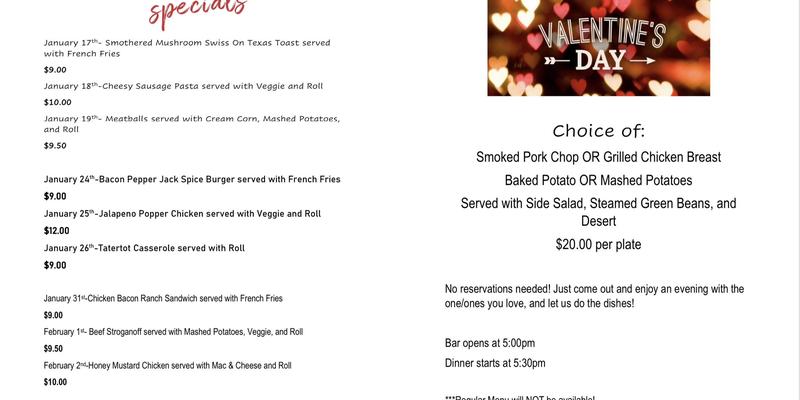 Fraternal Order of Eagles #3288 Menu