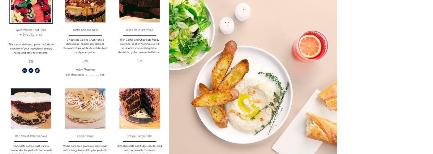 The Penguin Cheesecakes Menu