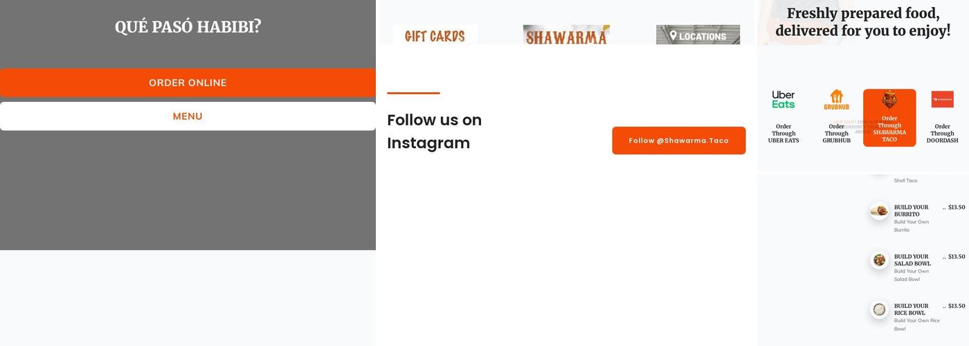 Shawarma Taco Menu