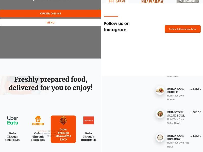 Shawarma Taco Menu