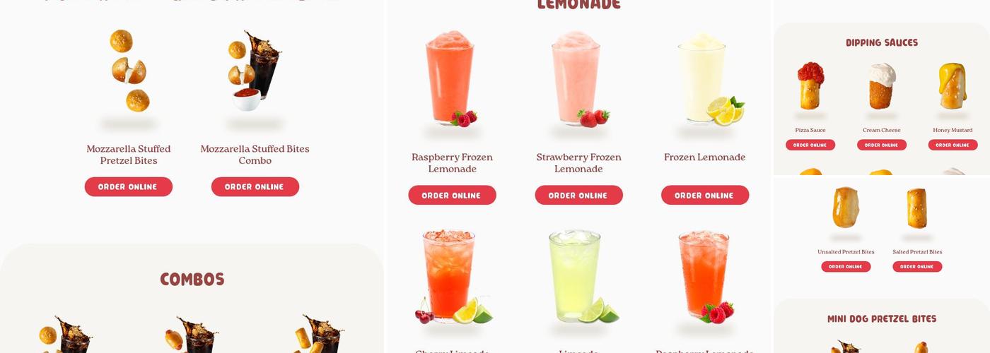 Mrs Fields Pretzel Maker Menu