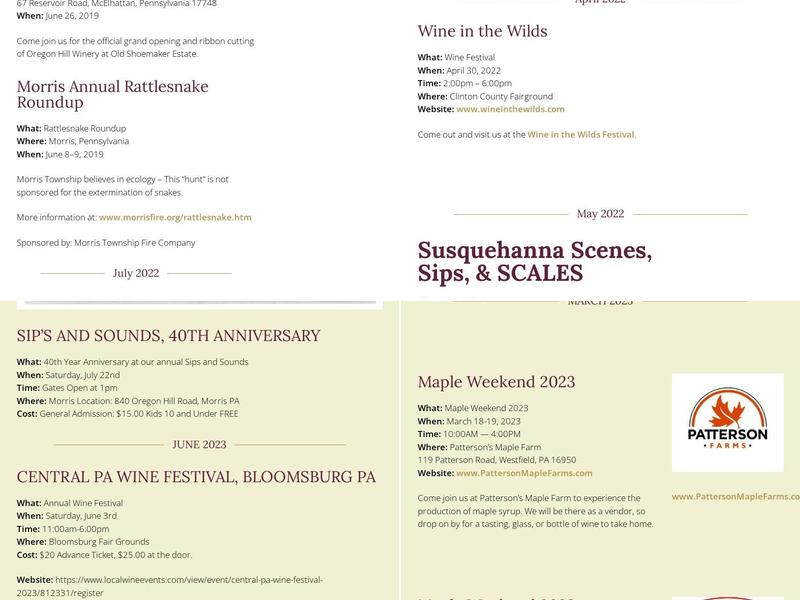 Oregon Hill Winery Menu