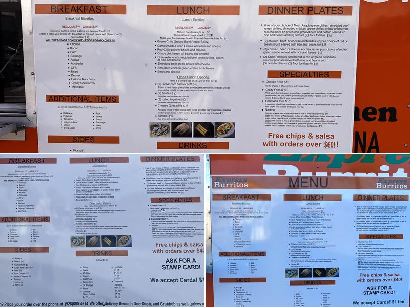 Express Burritos Menu