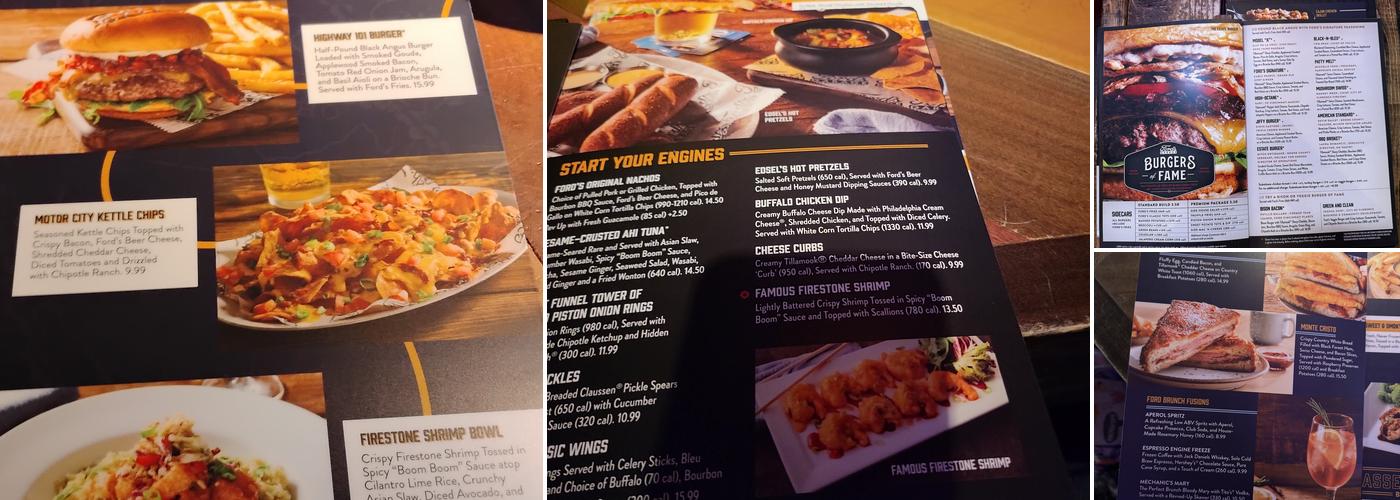 Ford's Garage Florence Menu