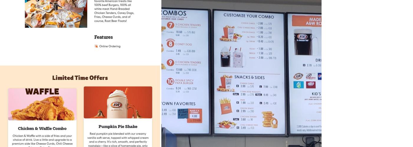A&W Restaurant Menu