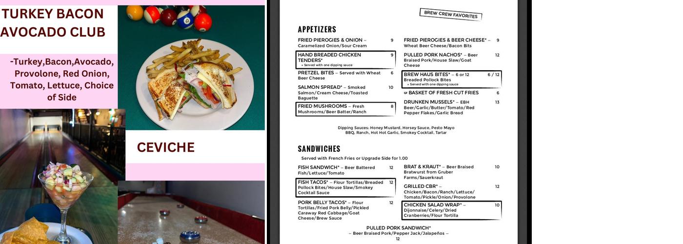 Emlenton Brew Haus Menu