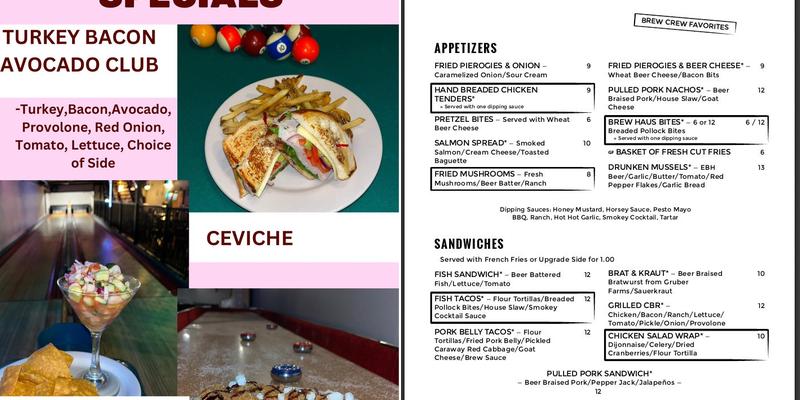 Emlenton Brew Haus Menu