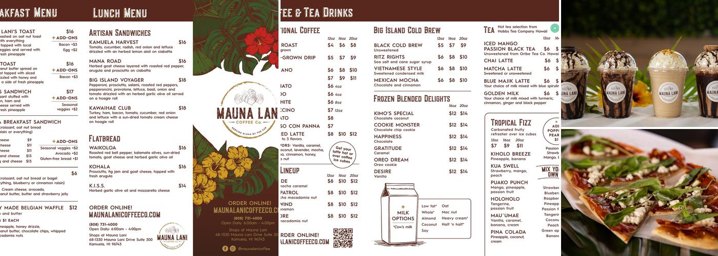 Mauna Lani Coffee Company Menu