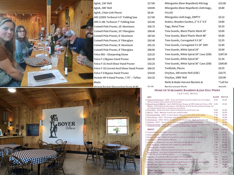 Boyer Cellars Menu