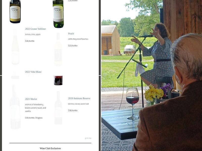 Antietam Creek Vineyards Menu