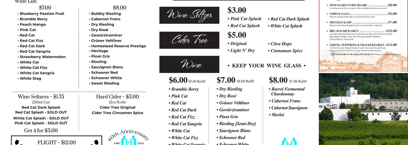 Hazlitt Red Cat Cellars Menu