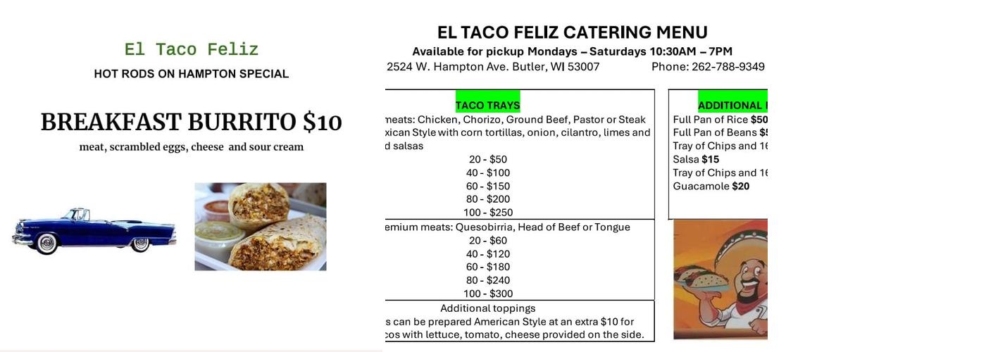 El taco feliz #4 Menu