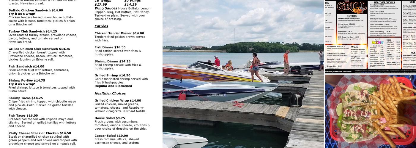 The Grill at Clemson Marina Menu