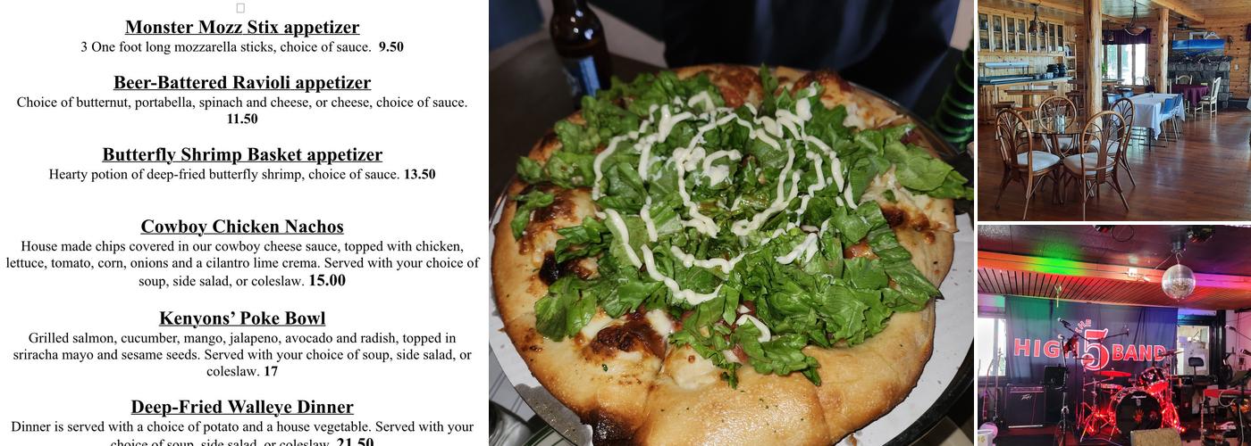 Kenyon's Lakeside Resort Menu