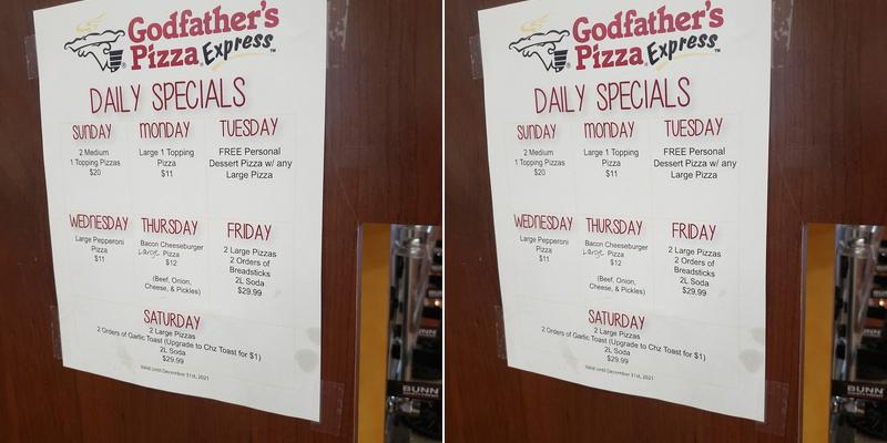 Godfather's Pizza Express Menu