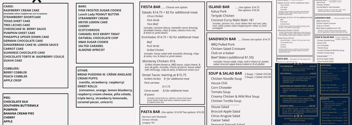 Greenhollow Catering Menu