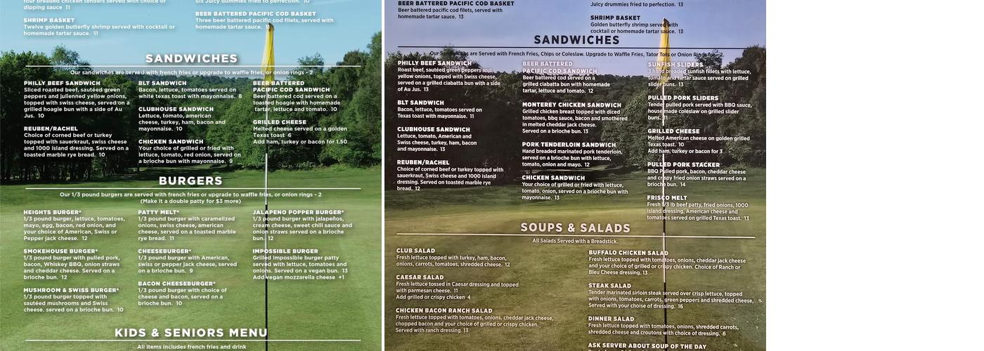 The Heights Bar & Grill Menu