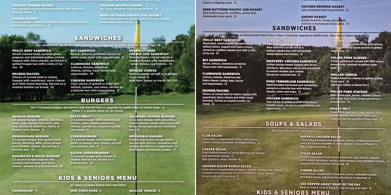 The Heights Bar & Grill Menu