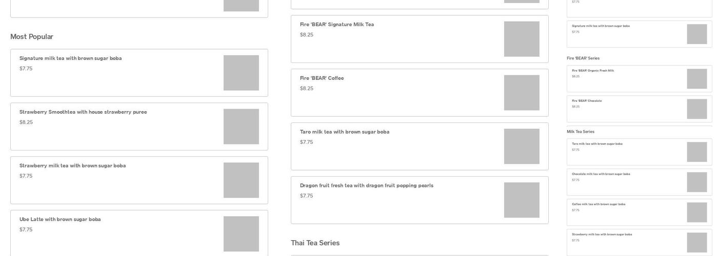 Tahoe Bear Tea House Menu