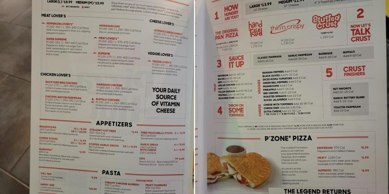 Pizza Hut Menu